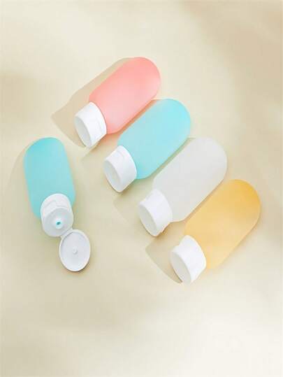 4pcs Refillable Leak-Proof Travel Bottles Suitable For Lotions, Skincare & Bath Products, Fragrance-Free Plastic & Containers With Portable Wash Bottles, Compact Refillable For -The- Hygiene, 2.03oz Each