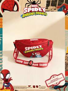 1 Pc Marvel Officially Licensed Spider-Man Pattern Chest Bag Adjustable Strap Crossbody Bag, Zipper Closure Shoulder Bag, Lightweight Sling Pouch Perfect For Men/Teens/Students/Graduates/Young Fans, Ideal For Daily/Outdoor/Sports/Running/Fitness! - Red - View 2