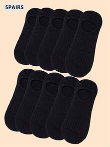 5對女士隱形平襪,低口襪套裝 - 黑色 - 查看 15