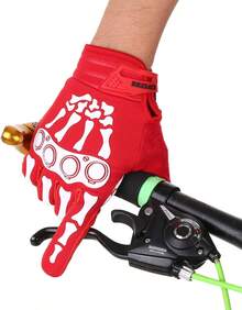Guantes de ciclismo de esqueleto para motocicleta, guantes acolchados de montaña, para hombres y mujeres, resistencia al aire última intervensión, para ciclismo, escalada, senderismo, guantes de dedo completo. - Rojo - Ver 7