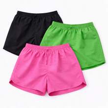 Women's Soft, Lightweight, Comfortable Tactel Shorts For Casual Summer, Beach, Workout, And Gym. Loose-Fitting Shorts With Elastic Waistband. - 黑色 - 查看 3