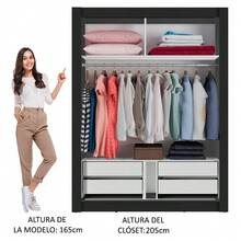 Ropero Madesa Dalas Plus 2 Puertas Corredizas 4 Cajones Color Negro y Marrón - Negro y Marrón - Ver 5