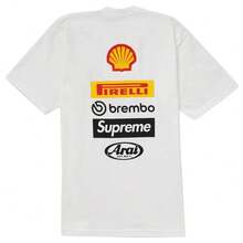 Supreme Ducati Logo Tee | Unisex Motorsports Graphic T-Shirt | Multi-Logo Racing Team Sponsor Print Short Sleeve Cotton Tee | Professional Rider Aesthetic Urban Streetwear Casual Top In Red, Black And White - 白色 - 查看 4