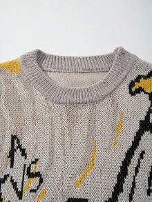 ANDREILEE 男士休闲无袖针织背心，简约猫咪吉他图案，透气百搭，适合春夏穿着 - 卡其色 - 查看 4