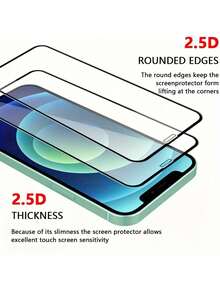 2pcs Compatible With IPhone Models, High-Definition Black Edge Anti-Scratch Tempered Glass Screen Protector, Anti-Scratch, Anti-Collision, Anti-Fingerprint, Compatible With IPhone11/12/13/14/15 Pro Max/16 Pro Max/17 Pro Max - Clear - View 7