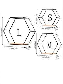 3pcs/1pc Gold Hexagon Wall Shelf, Home Decor Wall Mounted Storage Rack, Book Display Stand, Iron Art Wall Shelf - Black - View 2