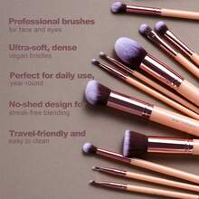BS-MALL 12pcs Precise Makeup Brush Set With Khaki Brush Holder, Including Foundation Brush, Eyeshadow Brush, Blush Brush - Makeup Tools - Khaki - View 9