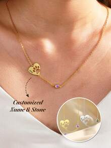 1 chiếc vòng cổ khắc tên hình dấu chân chó cá nhân hóa, mặt dây chuyền hình dấu chân chó yêu thương cá nhân hóa, vòng cổ khắc tên theo yêu cầu dành cho nữ, trang sức thú cưng dễ thương và đơn giản với đá sinh nhật, vòng cổ mặt dây chuyền hình động vật thời trang, trang sức thời trang hàng ngày, quà tặng cho người yêu thú cưng, quà tặng kỷ niệm, sinh nhật, ngày Valentine, quà tốt nghiệp. - Nhiều màu - Xem 1