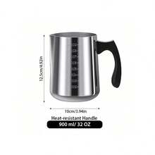 1个不锈钢蜡烛熔蜡锅，带防滴漏防溢嘴设计，容量600毫升/900毫升，耐热手柄，适用于蜡烛制作，用于熔化蜡，DIY蜡烛工艺 - 銀色 - 查看 14