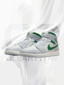 Jordan 1 Mid White Pure Platinum Pine Green– Men's Lifestyle Sneakers – Shoes For Man -Vintage-Spring & Summer-Inspired Running Shoes, Shock-Absorbing Comfort, Gym To Streetwear Casual Wear-Easter Gift–DQ8426 142 - Trắng Summit/Bạch Kim Tinh Khiết/Màu Sail/Xanh Lá Thông - Xem 2