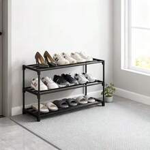 3-Tier Heavy Duty Thickened Shoe Rack, Space-Saving Storage Organizer For Men's Shoes, Strong Load-Bearing Entryway Shelf For Wardrobe & Bedroom, Ideal For Shoes & Decor, Perfect Holiday Gift - 黑色3層75cm - 查看 5