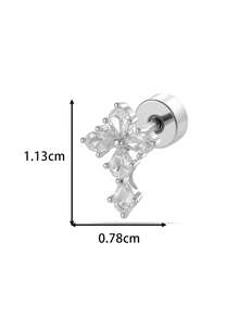 Toppiercing 1pc Versatile Micro-Inlaid Zirconia Cross Stainless Steel Shaft Soft Cartilage Piercing Earring - Multicolor - View 5