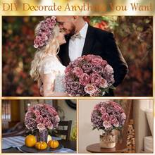 16 Bundles Artificial Peonies Flowers Fake Silk Peony Bouquet Faux Peonies Flowers Bulk For Decoration Vase Floral Arrangements Wedding Party Table (Plum Purple) - 李子紫 - 查看 7