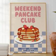 1幅复古海报墙饰，描绘了生动有趣的周末早餐煎饼美食艺术帆布画，独特而富有想象力的墙面装饰，是提升卧室或客厅氛围的理想之选。 - J - 查看 3