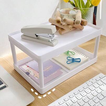1 peça de suporte multifuncional para mesa, prateleira organizadora de camada dupla para artigos de papelaria, materiais de escritório, decoração de mesa, porta-arquivos estilo