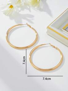 Vintage Fashionable Spray-Painted Red Hoop Earrings, Versatile Jewelry Design Gift For Women - Gold - View 4