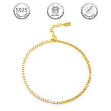 1 pieza Elegante pulsera de doble cadena de plata de ley 925, adecuada para uso diario, fiesta, vacaciones, citas, regalo - Dorado - Ver 10