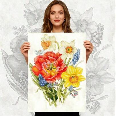 LaoJieYuan 2026 New Style Flower Cross-Stitch Set DIY Embroidery Handicraft Sewing Needlework Craft Stamped Counted Home Decor Diy Kit Crafts Embroidered Embroidery Kit Cross Stitch Kits Crochet Kit Punch Needle Kit Sewing Accessories Sewing Kit Embroidery Thread Craft Kit Stitch Stuff Sewing Patterns Crochet Craft Supplies Embroidery Kit Beginners Sewing Pattern