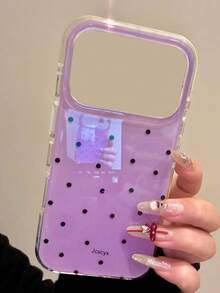 Ốp lưng điện thoại chấm bi đen trắng đơn giản và dễ thương, tương thích với iPhone 17 Pro Max, 16, 15, 14 Plus, 13, 12, 11, 14, 15, 16 Pro Max, bảo vệ mặt sau. - Màu tím - Xem 4