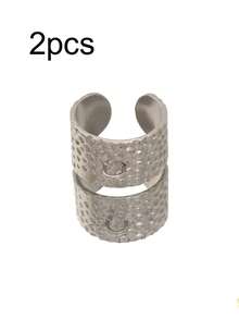 2个不锈钢几何宽环可调节开口环，适用于DIY戒指，带跳环底座，戒指包边篮式珠宝配件 - 戒指底座 - 查看 19