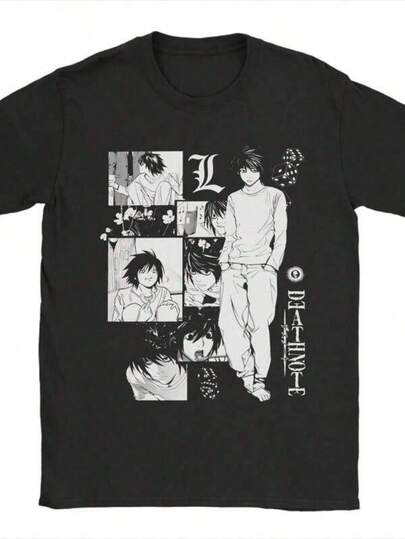Men's Casual Print Round Neck Short Sleeve-Shirt Men Women L Lawliet Deaths Notes Shirt Cotton New Arrival-Shirt Top Clothing. Jpg Suitable Valentine's Day, Parties And Daily Wear,Mens Tshirts,Men's Tops,Valentine's Day,Valentines Day Outfit,Japanese Anime-Shirt,Anime Patterns,Shirt,Graphic Tees Women,Camisas Para Hombre,Mens Clothes,Shirts,Men,Benito Bowl