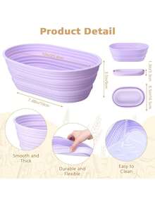 10-Inch Foldable Silicone Bread Proofing Basket, Oval Banneton Basket, Non-Stick Dough Fermentation Bowl Container For Bread Baking - Multicolor - View 2