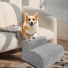 Extra Wide Dog Stairs For Small Dogs - High Density Foam Pet Steps With Non-Slip Bottom, Soft Cushioned Ramp For High Beds, Couch & Sofa, Injured,  Stairs For Dogs, Furniture Access, Compact Design, Elderly Pets - Grey - View 1