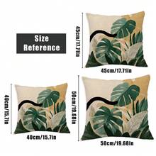 MEMNUN 4 piezas Fundas de almohada con estampado bohemio de plantas tropicales y gatos negros [sin relleno de almohada], 17.7*17.7in(45*45cm)/19.69*19.69in(50*50cm)/15.75*15.75in(40*40cm), [Impresión de un solo lado] Escondite de gato, planta verde, hojas de tortuga Fundas de cojín para sofá, cama, sala de estar, dormitorio, coche, oficina, decoración de hotel, regalo perfecto para familiares y amigos, todas las estaciones - Multicolor - Ver 4