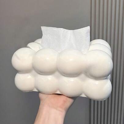 1pc Fashion Cloud Tissue Box, Desktop Storage Box, Plastic Tissue Dispenser With Storage Compartment, Suitable For Bathroom, Living Room, Home Decor, New Year, Valentine's Day, Mother's Day, Father's Day, Summer Gift