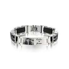 1pc Customized Couple Stainless Steel Engraved Photo Bracelet, Ideal Gift For Boyfriend, Dad, Family, Friends, Son, Grandparents, Suitable For Anniversary, Valentine's Day, Birthday, Father's Day, Graduation, Daily Wear, Prom, Back To School, Office, School, Teacher's Day - Silver - View 4