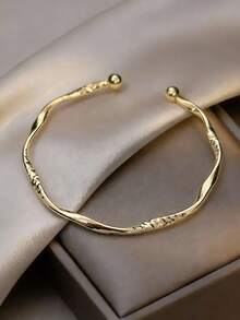 1件时尚可调节金色手镯，别致百搭的配饰，适合女性日常和节日佩戴 - 金色 - 查看 6