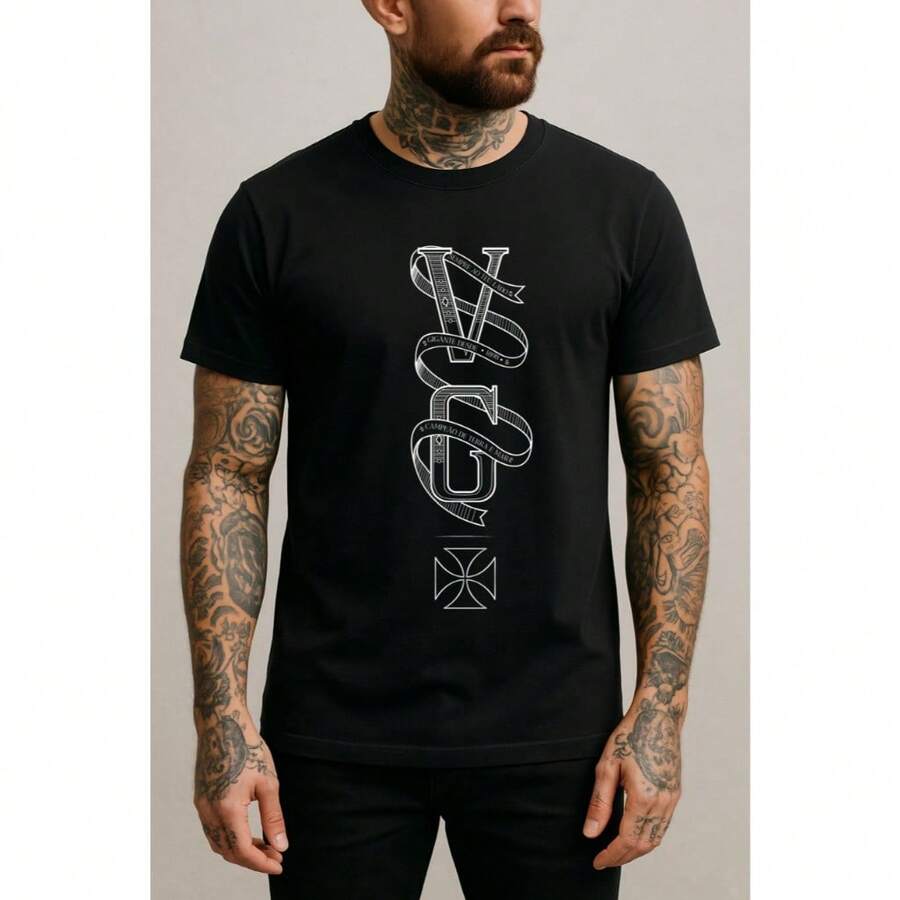 Custom Printed T-Shirt For Vasco Da Gama Fan Club, Sizes P To G3 Plus Size - 黑色 - 查看 1