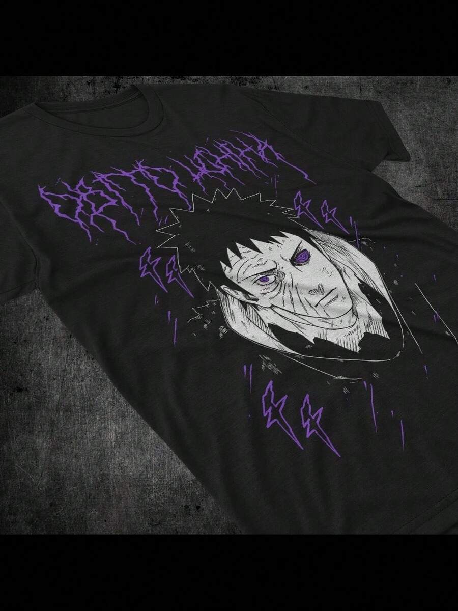 Obito Uchiha T-Shirt Tobi   Japanese Anime Black Shirt All Size - 黑色 - 查看 1