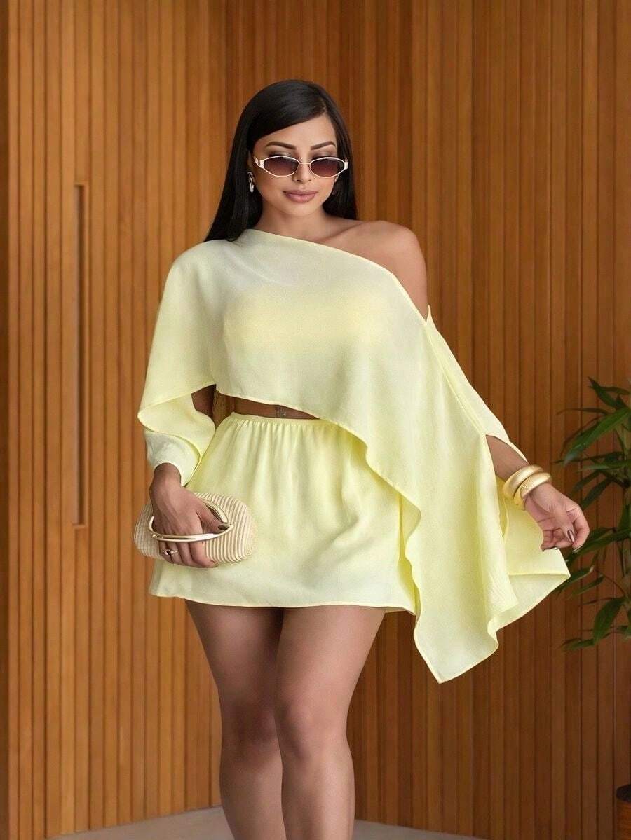 Women's 3-Piece Set, Blouse, Skort And Top In Duna Casual - Yellow - View 1