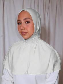 1pc Fashionable Casual Elegant Instant Hijab Cap, Classic Minimalist Style, Soft & Breathable Modal Fabric, Versatile For Daily Life, Festivals, Prayers - White - View 3