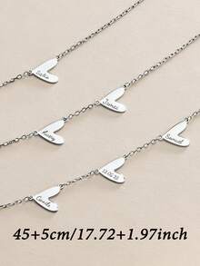 1pc Customized Multi-Heart Engraved Necklace, Gold Heart Pendant Necklace, Stainless Steel Chain, Can Customize 1-3 Names, Multi-Heart Necklace, Valentine's Day Couples Necklace, Women's Necklace, Family Necklace, Love Element Jewelry, Ramadan, Birthday, Anniversary Gift, Customized Gift, Mother's Day Gift, Personalized Gift - Multicolor - View 6