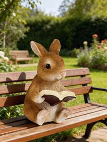 1pc Resin Rabbit Decoration, Creative Small Animal Garden & Yard Decor, Suitable For Garden, Grocery Store, Yard - A - View 2