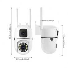 3MP+3MP 无线安防摄像头，双镜头室内监控，自动追踪报警，高清夜视，智能家居安防摄像头，适用于青少年监控，2.4GHz WiFi 室内/室外摄像头，支持 SD 卡/云存储（需额外付费），手机 App 控制镜头旋转 - 白色 - 查看 10