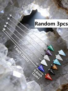 1/3/6/10 piezas Cuarzo natural para sanación espiritual, para radiestesia de agua, adivinación espiritual, collar de joyería con colgante de cristal de cuarzo en forma de cono - Multicolor - Ver 23