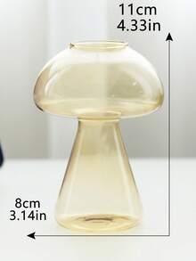 1个透明彩色蘑菇形玻璃花瓶，波西米亚风格花卉装饰，美观的桌面家居摆件，创意植物展示，现代室内装饰，适用于客厅、卧室、餐桌、茶几、书架、窗台，营造自然宁静的氛围，摄影道具，日常家居美学装饰 - 款式3 - 查看 12