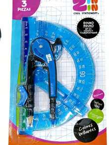 Kit de Geometría Completa ZIN: Compás + Regla + Lápiz, Colores Brillantes, ¡Listo para Dominar tus Tareas Escolares! - Conjuntos - Ver 4