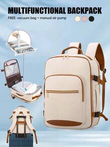 Vacuum Compression Travel Backpack With Manual Pump & Compression Bags - Airplane-Carryable Volume-Reducing Packing System, Lightweight For Hiking, Vacating, Business Trips - Unisex Luggage With Zipper Closure & Nylon - Rectangle - View 11