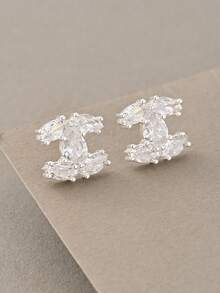 一对优雅可爱的时尚银色耳环，适合派对、约会、日常佩戴和送礼。 - 銀色 - 查看 3