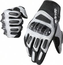 Guantes de piel de cabra de carbono para motocicleta para máxima protección y comodidad - # Gris - Ver 14