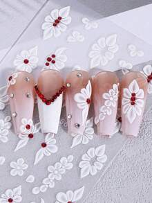 Hình dán trang trí móng tay họa tiết hoa nổi, hoa dâm bụt trắng hồng, tự dính, dùng để trang trí móng tay, tự làm tại nhà, thích hợp cho mùa xuân, ngày lễ tình nhân, đám cưới. - Nhiều màu - Xem 4