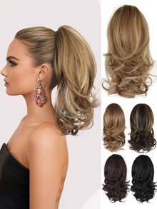 European And American Style Ponytail Wig, Short Curly Hair Half Bun Waterfall Clip-On Ponytail, Wholesale Fluffy Ponytail - Multicolor - View 12