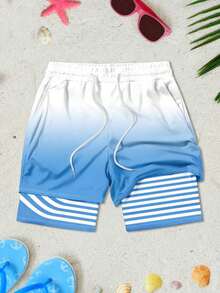 Men's Gradient Sailing Print Casual Beach Shorts - Multicolor - View 3