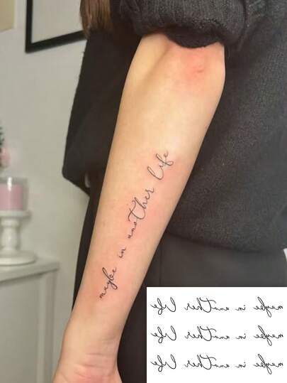 1pc Fashionable Waterproof Y2K Handwritten English Sentence Temporary Tattoo For Women, Durable, Niche, High-End Arm Fake Tattoo Sticker, Suitable For People