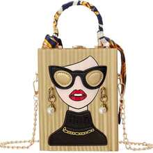 Novelty Unique 3D Lady Face PU Leather Top Handle Satchel Handbags For Women Funky Tote Purse Hobo Crossbody Shoulder Bags - màu xanh lá - Xem 4