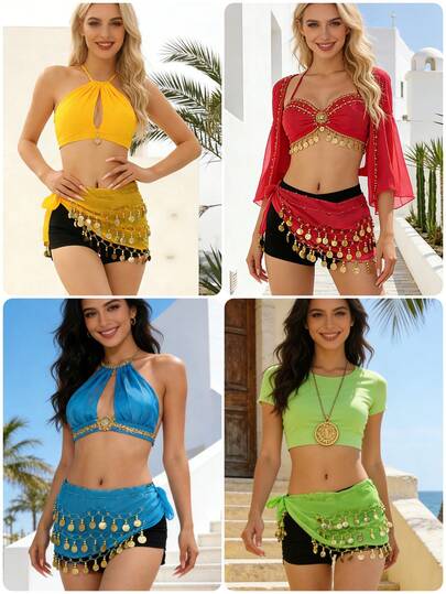 1pc Handmade Multicolor Portrait Metal Cloth Waist Skirt Decorative Sexy Belly Dance Slightly Dirty Anchor Point Suitable For Stage Performance.Bohemian, Retro Style, Parties, Nightlife, Beach Outfits, Festival Clothing And Accessories